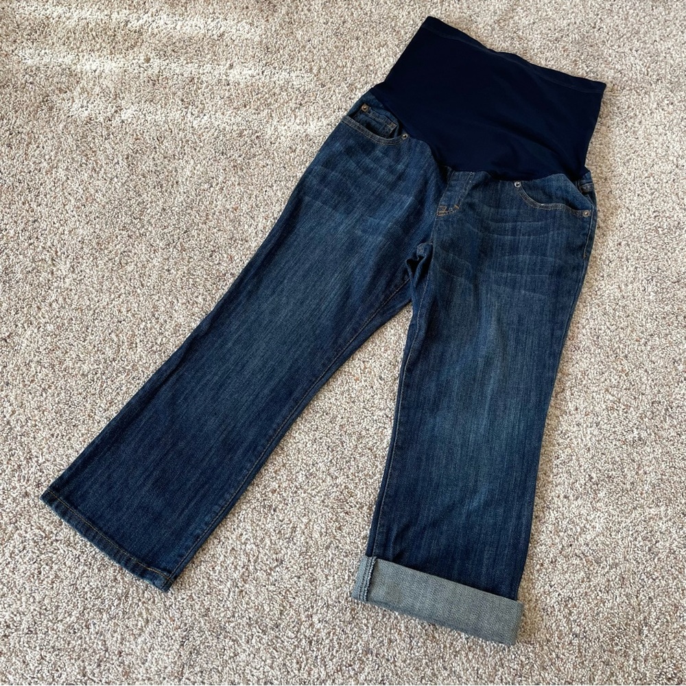 Liz Lange for Target Maternity Dark Blue Denim Capri with Navy Panel
